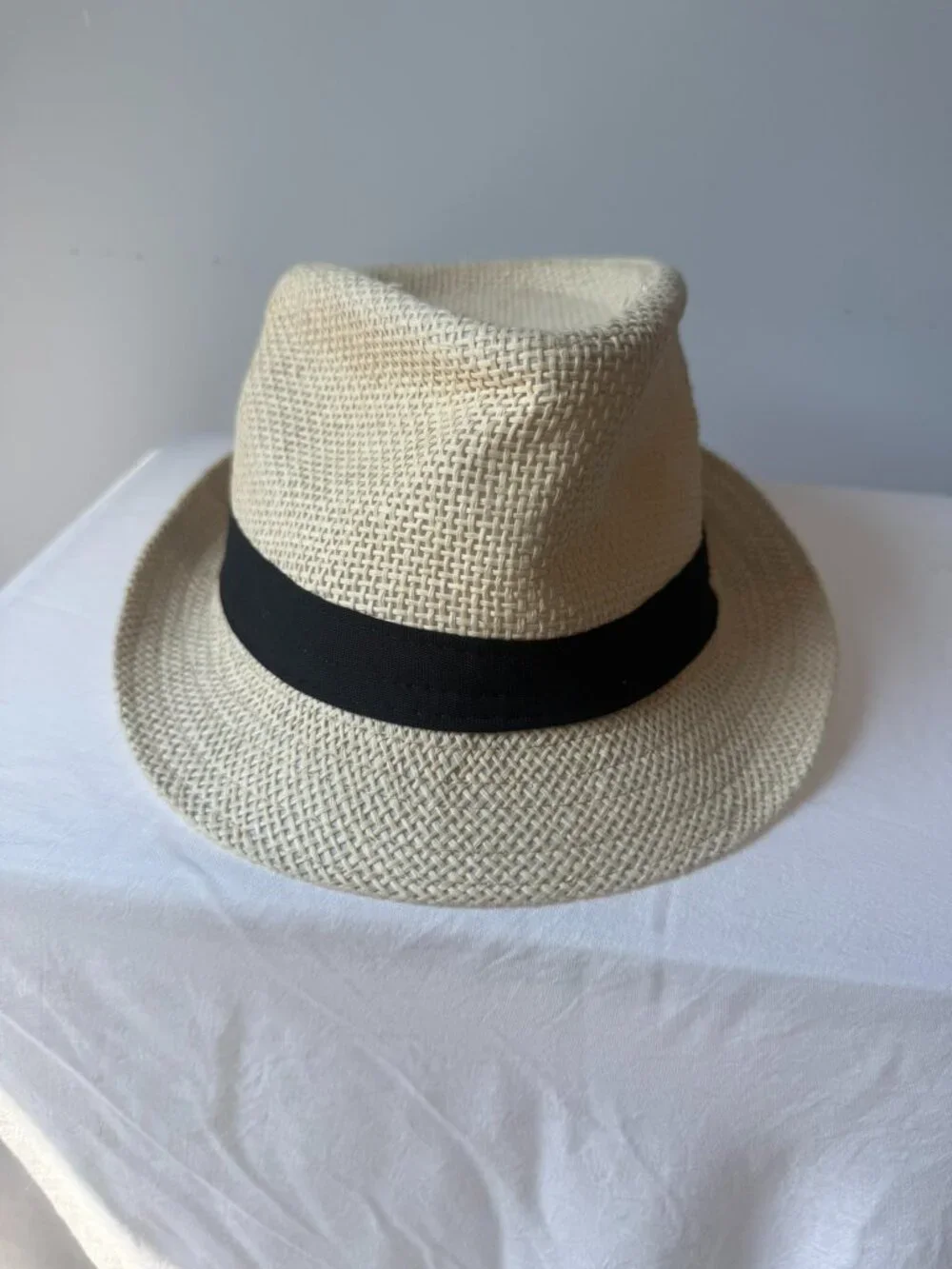 Kids Classic Straw Fedora Hat | Natural & Black | Summer Beach Dress Hat